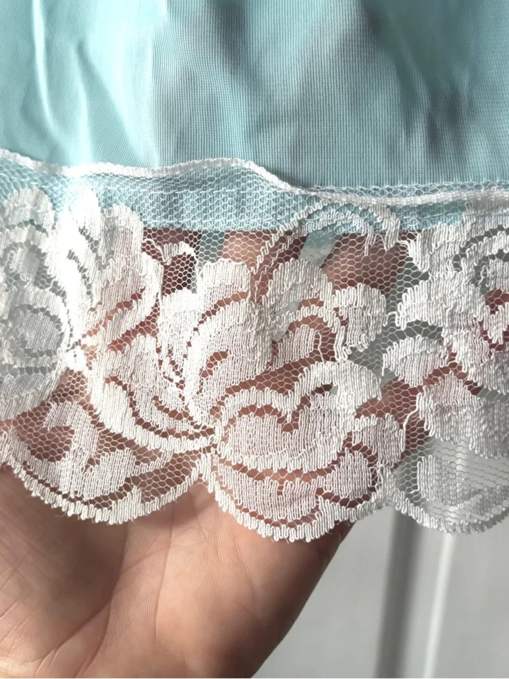 Vintage Sky Blue Lace Trim Half Slip Size XL - Picture 4 of 11